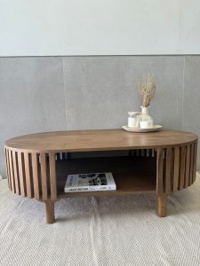 ⁦שולחן סלון אליפסה עץ מנגו טבעי⁩ – תמונה ⁦4⁩