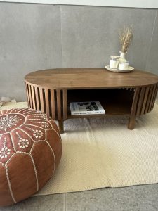 ⁦שולחן סלון אליפסה עץ מנגו טבעי⁩ – תמונה ⁦5⁩