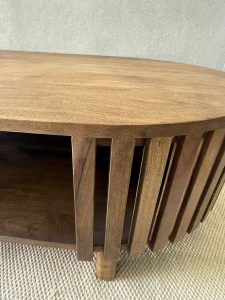 ⁦שולחן סלון אליפסה עץ מנגו טבעי⁩ – תמונה ⁦6⁩