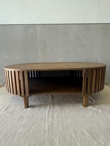 ⁦שולחן סלון אליפסה עץ מנגו טבעי⁩ – תמונה ⁦8⁩