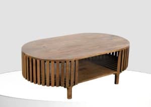 ⁦שולחן סלון אליפסה עץ מנגו טבעי⁩ – תמונה ⁦9⁩