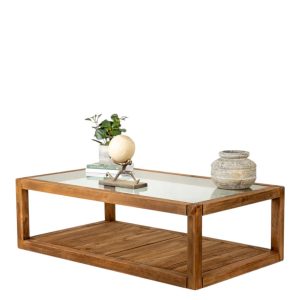 ⁦שולחן סלון מעץ וזכוכית⁩ – תמונה ⁦3⁩