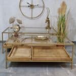 שולחן עץ זכוכית בשני גדלים