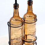 זוג בקבוקי זכוכית לשמן - חום