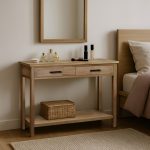 קונסולה עץ 2 מגירות ומדף פתוח