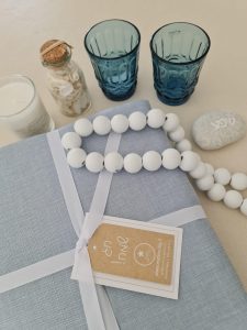 ⁦מפה חגיגית דמוי פשתן - צבע כחול ג'ינס⁩ – תמונה ⁦5⁩