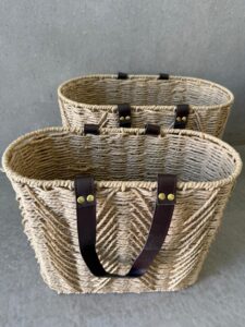 ⁦סל תיק קש אובלי עם ידיות⁩ – תמונה ⁦6⁩