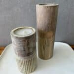 נר בכלי עץ מנגו עם חריצים