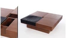 ⁦שולחן סלון מעוצב מעץ עם מגירות נפתחות⁩ – תמונה ⁦2⁩