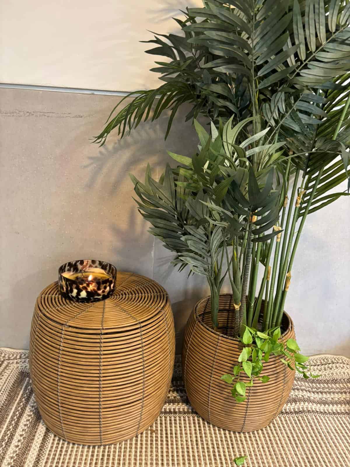 שולחן סל רטאן (2) סל אחסון / שולחן רטאן עגול – תמונה 1