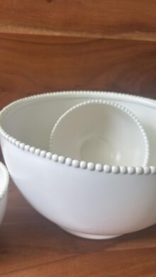 סט 3 קערות קרמיקה לבנות