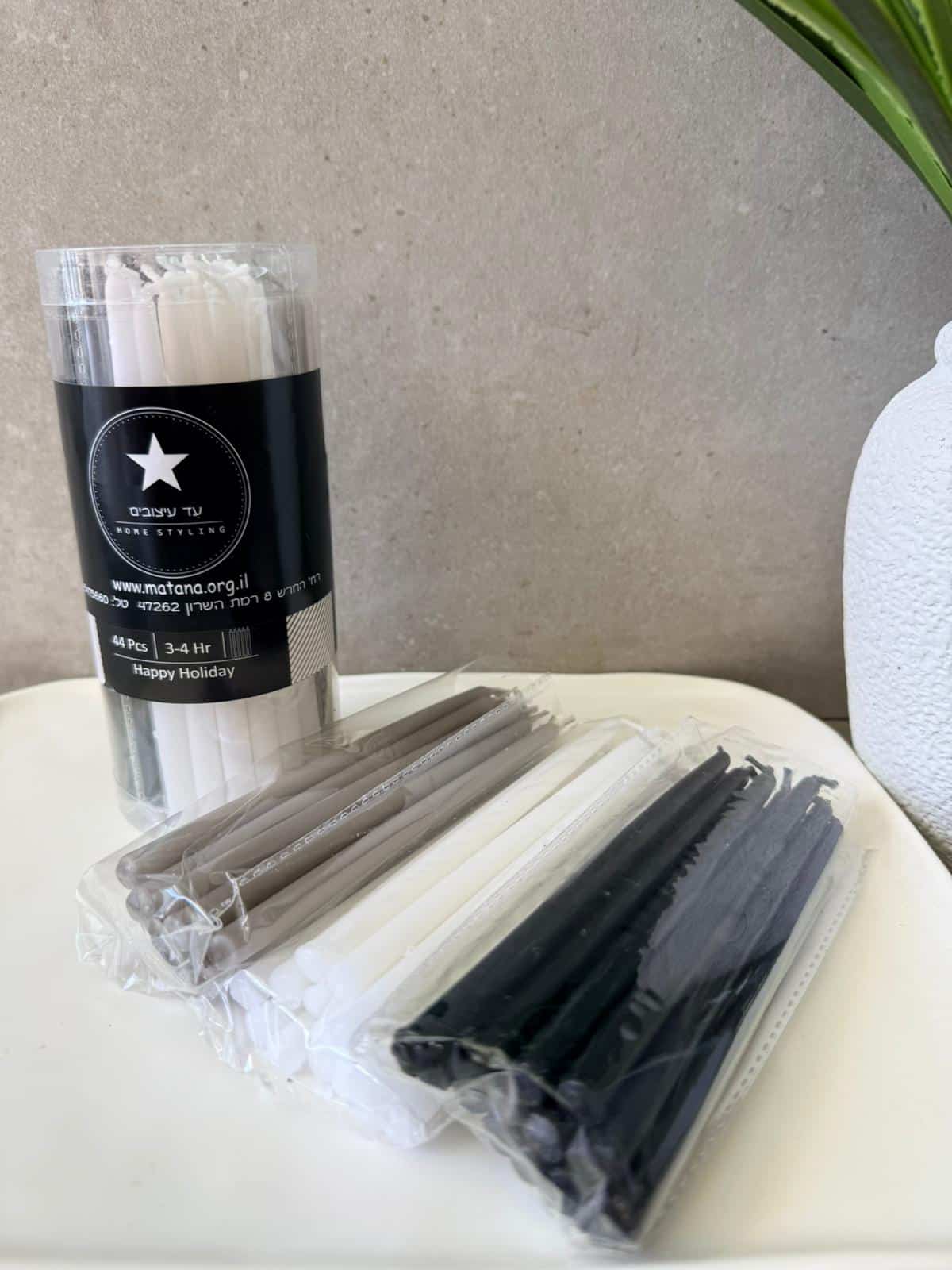 מארז נרות חנוכה (3) חבילת נרות חנוכה מיקס אפור – תמונה 1