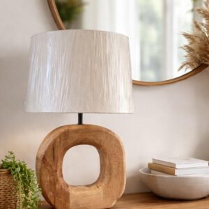 מנורת שולחן עץ חישוק