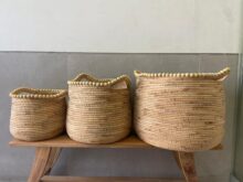 סל קש חרוזי עץ