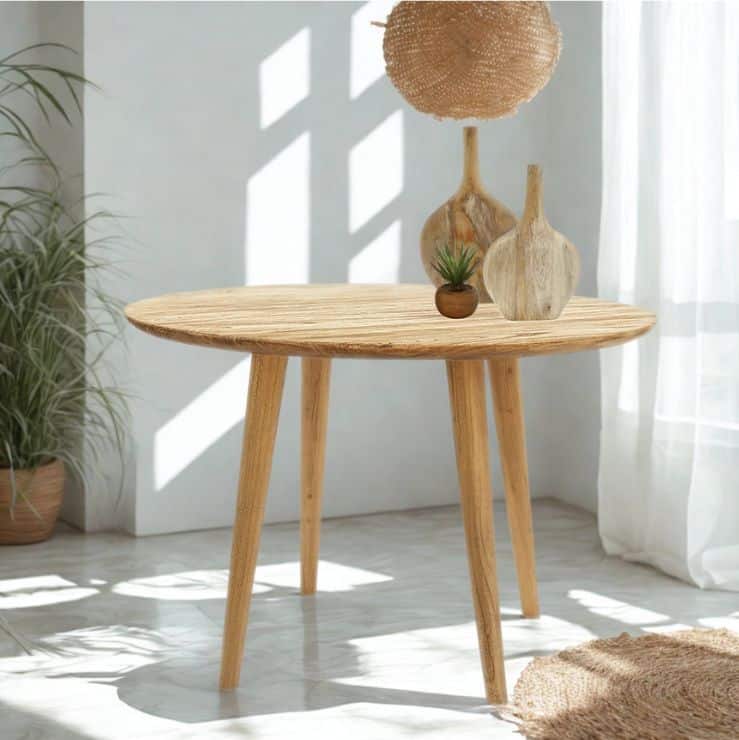 שולחן עגול מעץ אלון (2) שולחן אוכל עגול מעץ אלון – תמונה 1